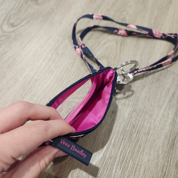 Vera Bradley Flamingo Print Zip ID Holder with Lanyard - Picture 5 of 6